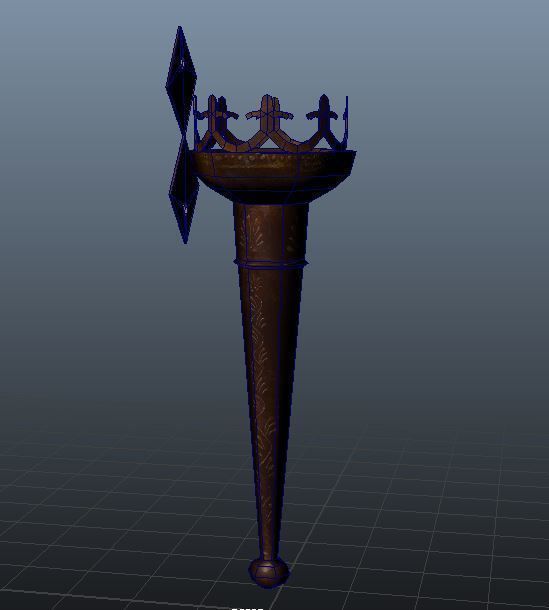 Firetorch ornate olympic torch Low-poly 3D model_3