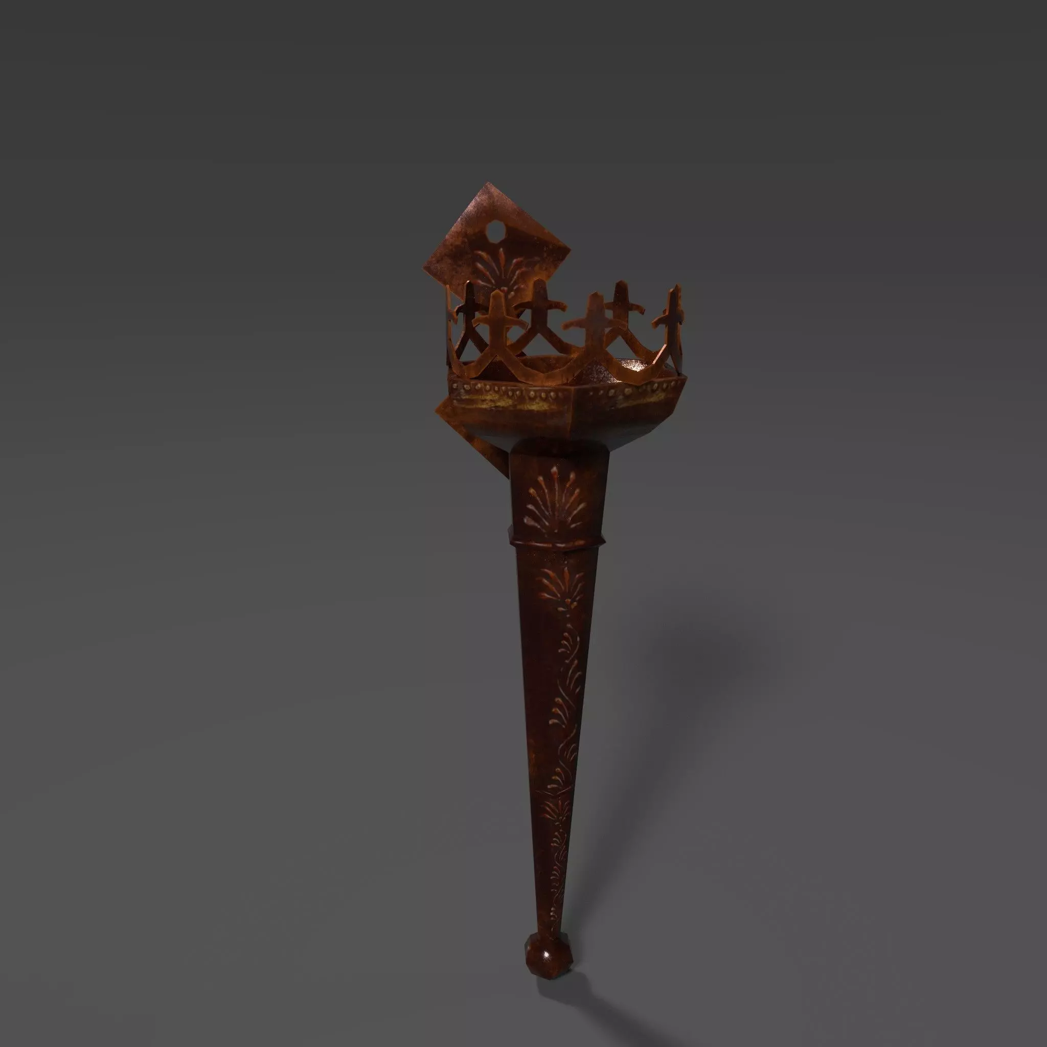 Firetorch ornate olympic torch Low-poly 3D model_0