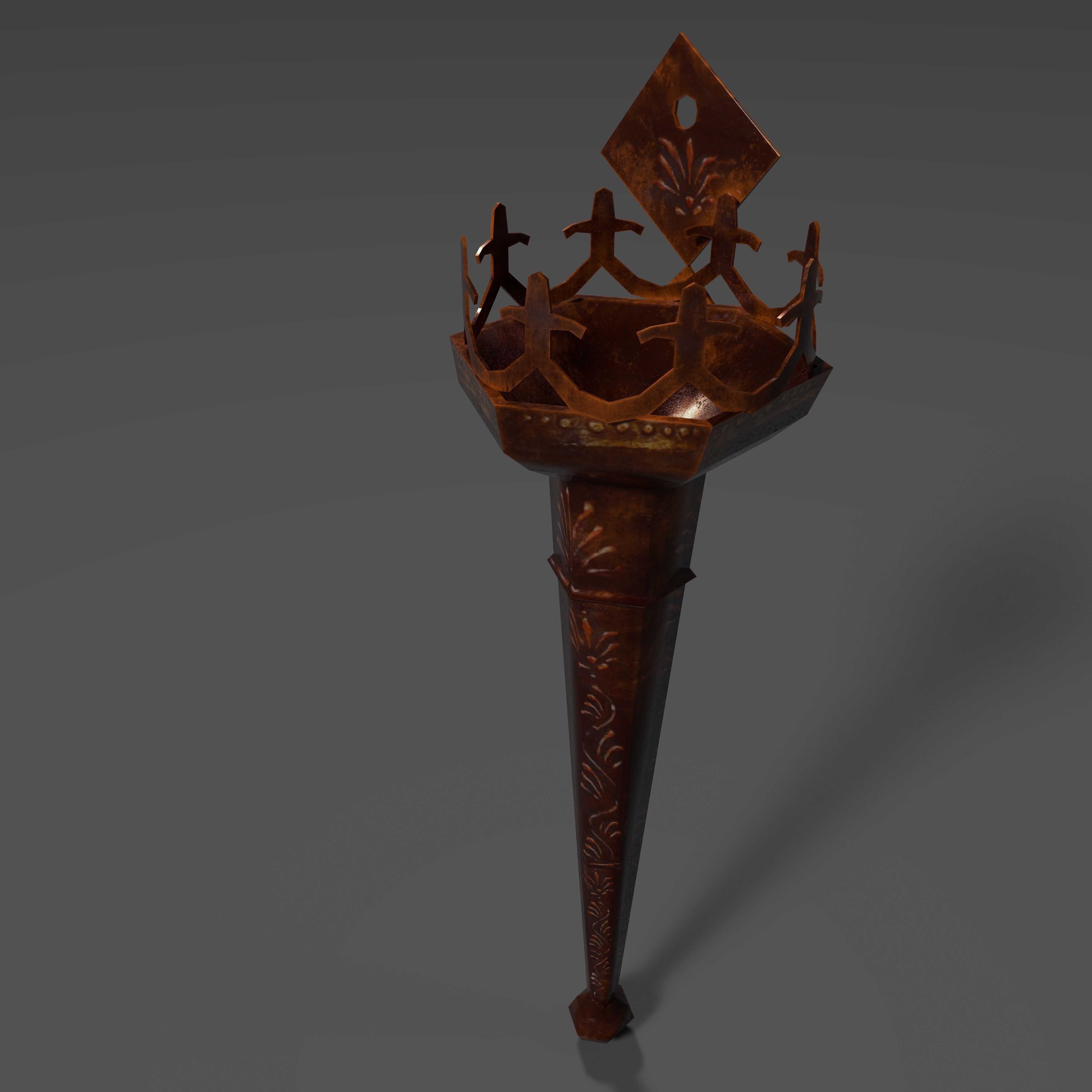Firetorch ornate olympic torch Low-poly 3D model_4