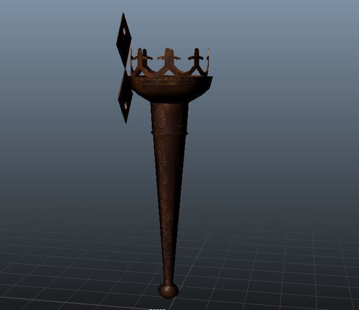 Firetorch ornate olympic torch Low-poly 3D model_2