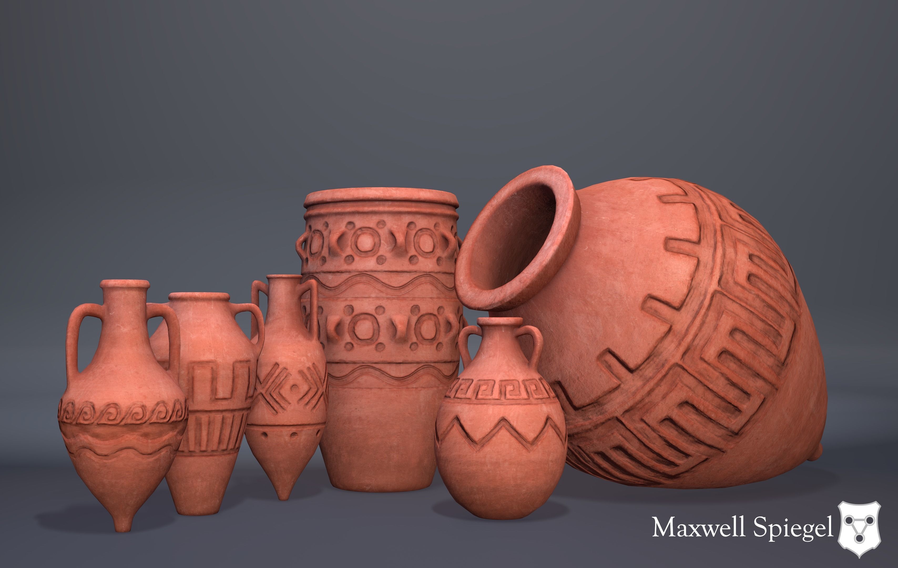Pottery B Bundle Low-poly 3D model_3