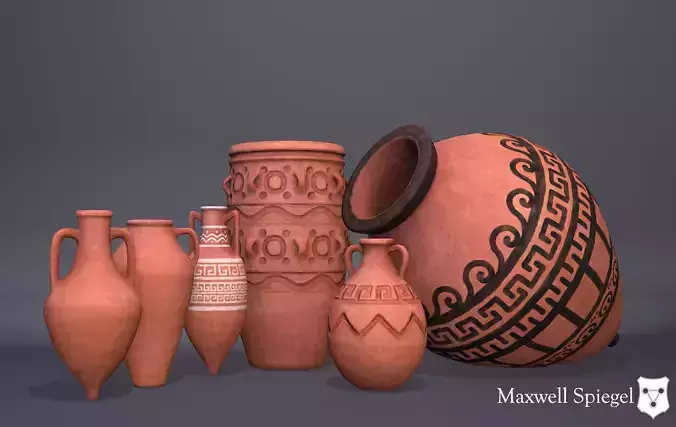 Pottery B Bundle Low-poly 3D model