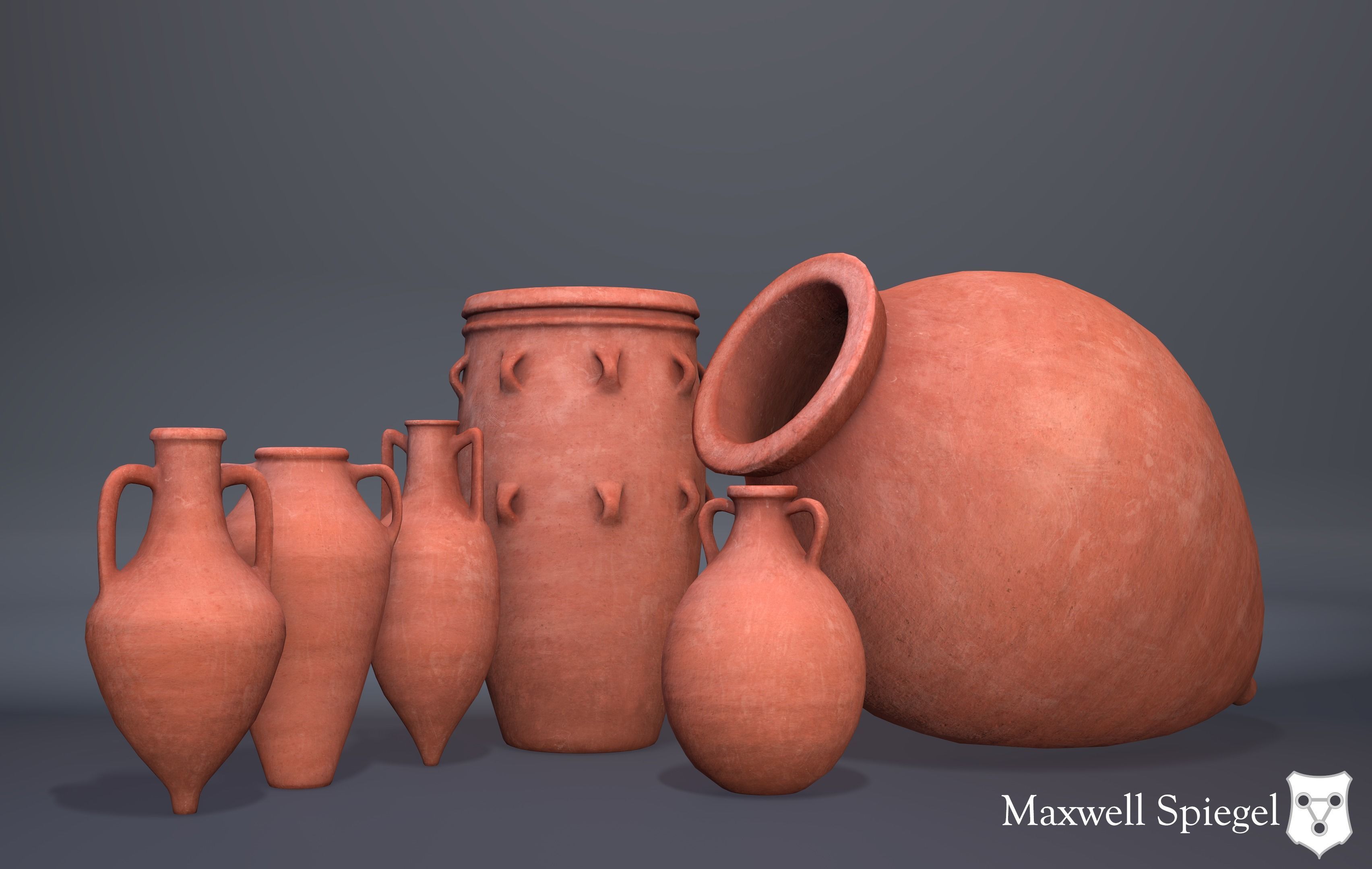 Pottery B Bundle Low-poly 3D model_2
