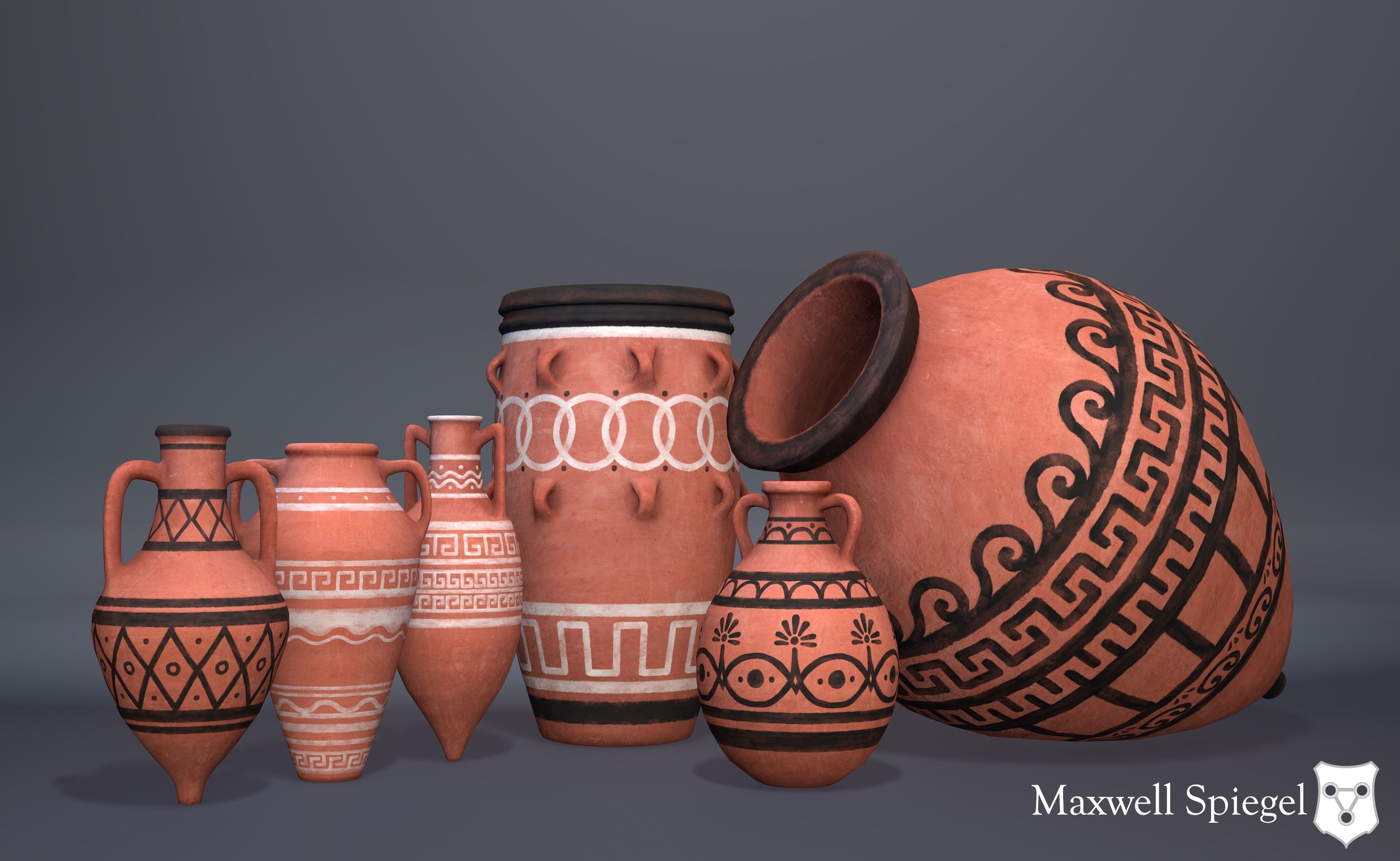 Pottery B Bundle Low-poly 3D model_4
