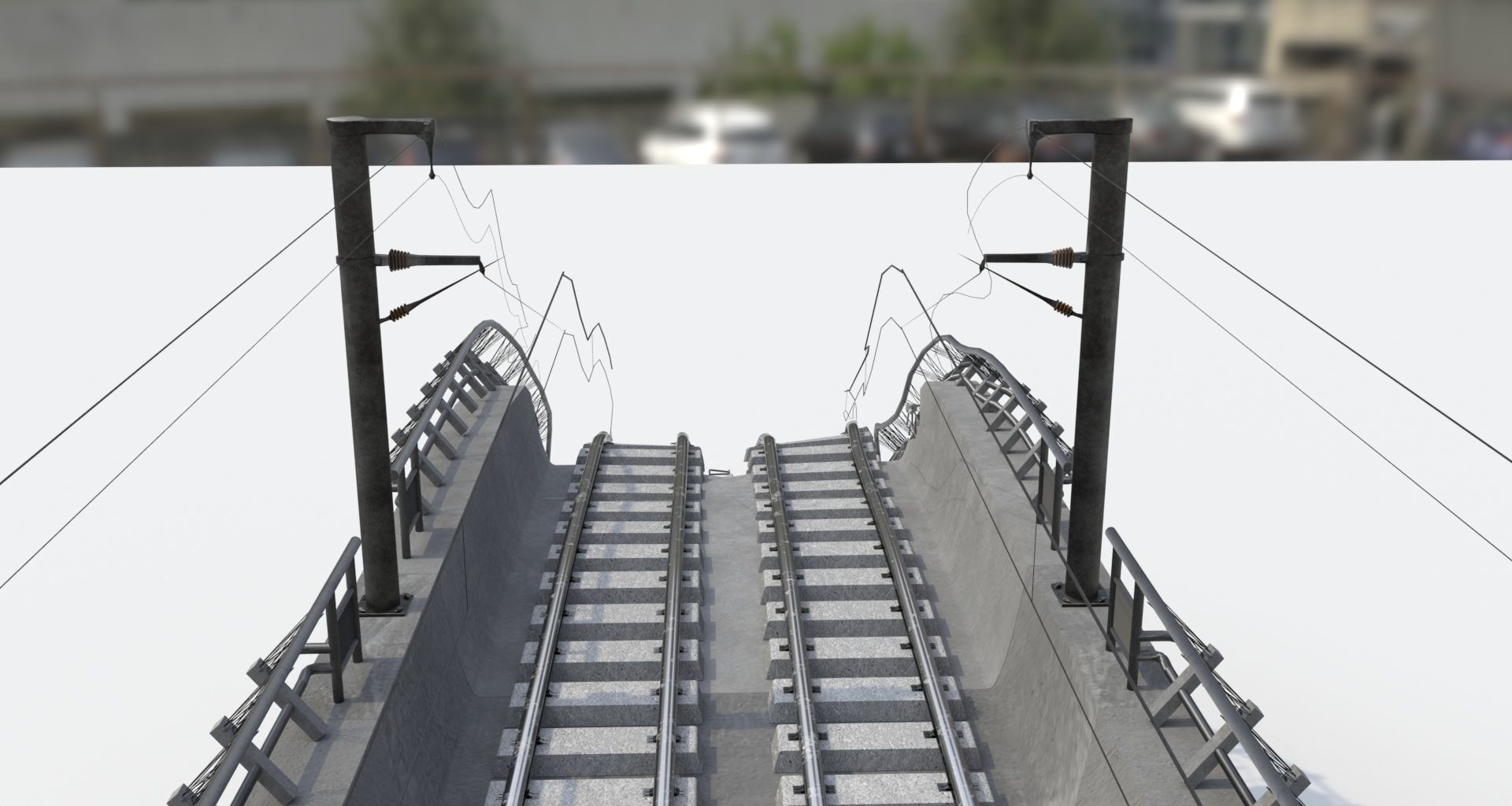Metro Track and Bridge or Broken Metro track and bridge Low-poly 3D model_8