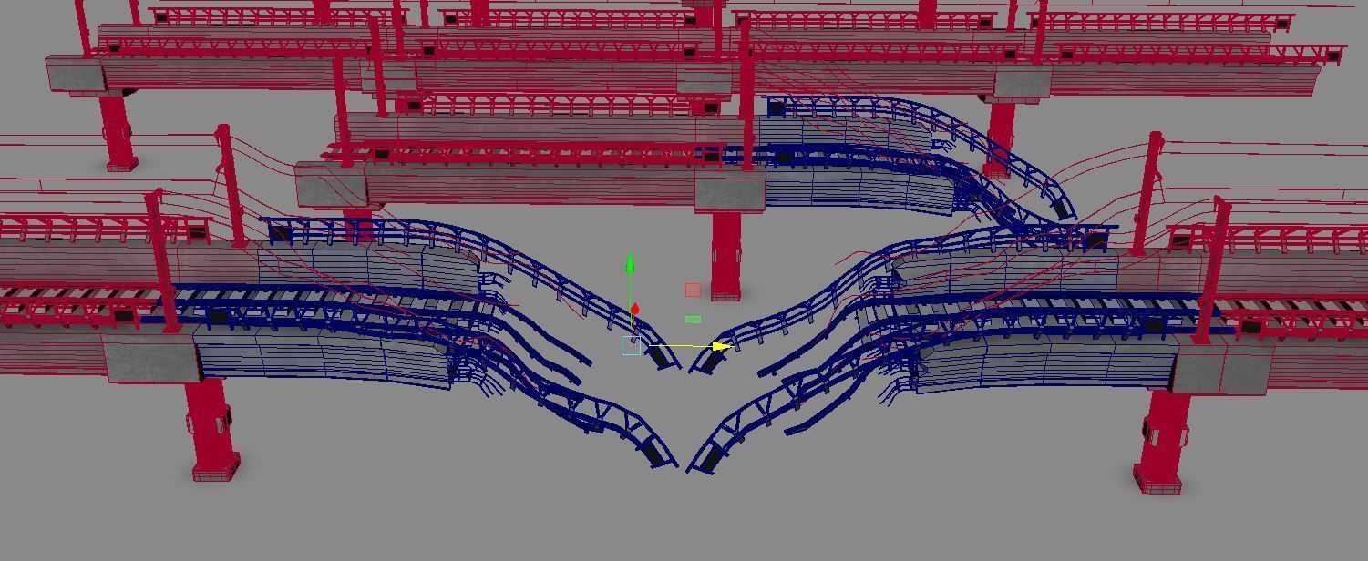 Metro Track and Bridge or Broken Metro track and bridge Low-poly 3D model_14