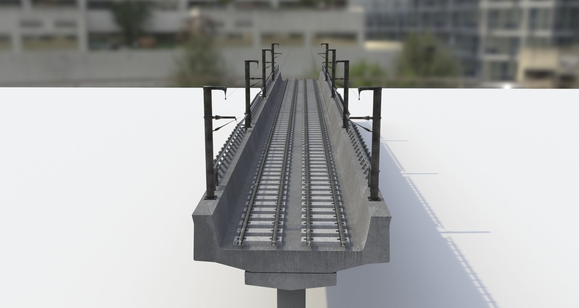 Metro Track and Bridge or Broken Metro track and bridge Low-poly 3D model_2