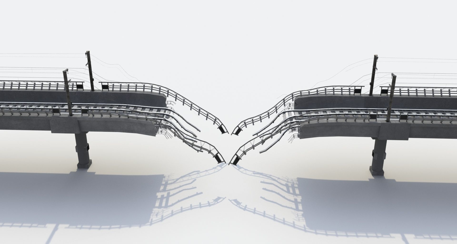 Metro Track and Bridge or Broken Metro track and bridge Low-poly 3D model_11