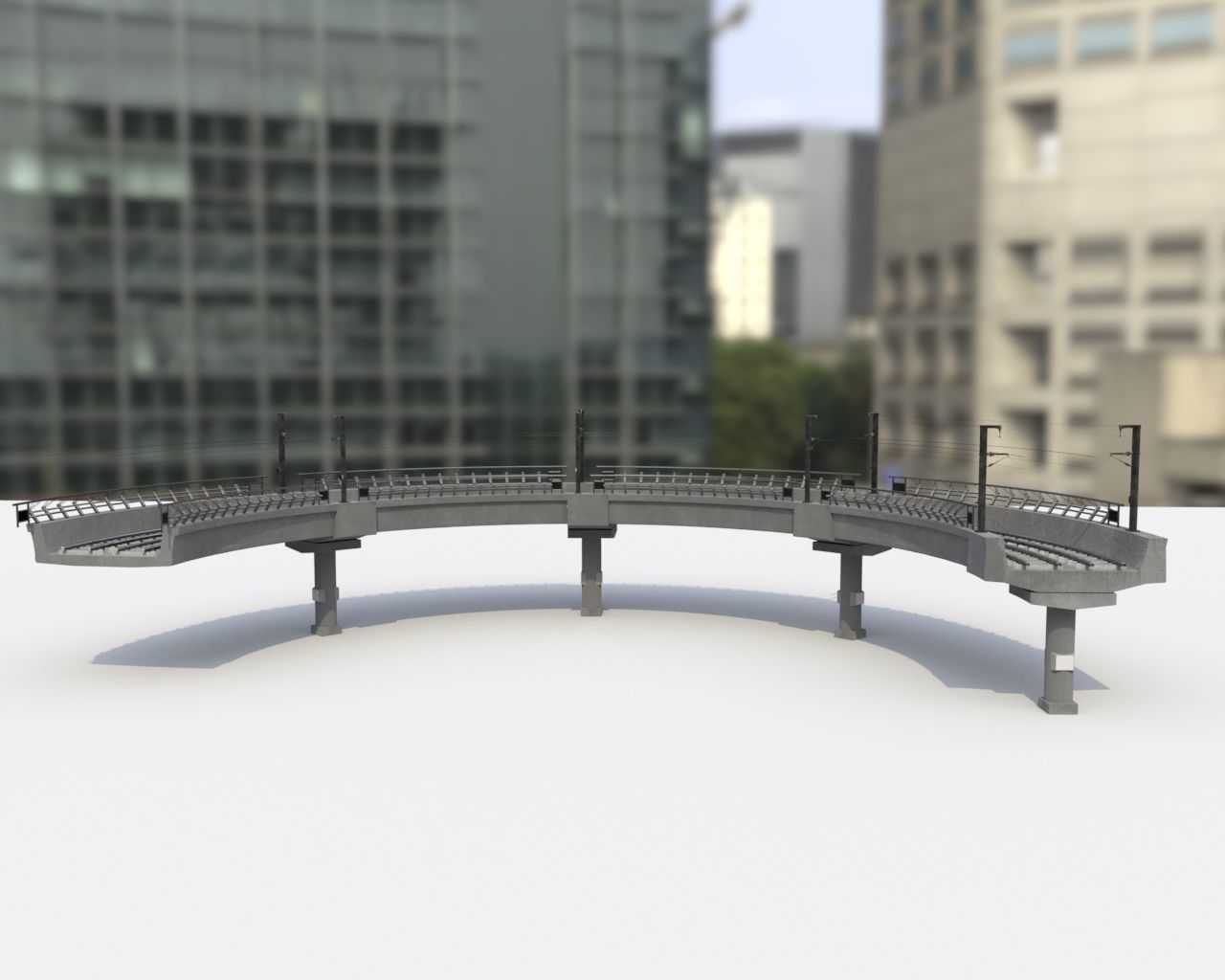 Metro Track and Bridge or Broken Metro track and bridge Low-poly 3D model_7