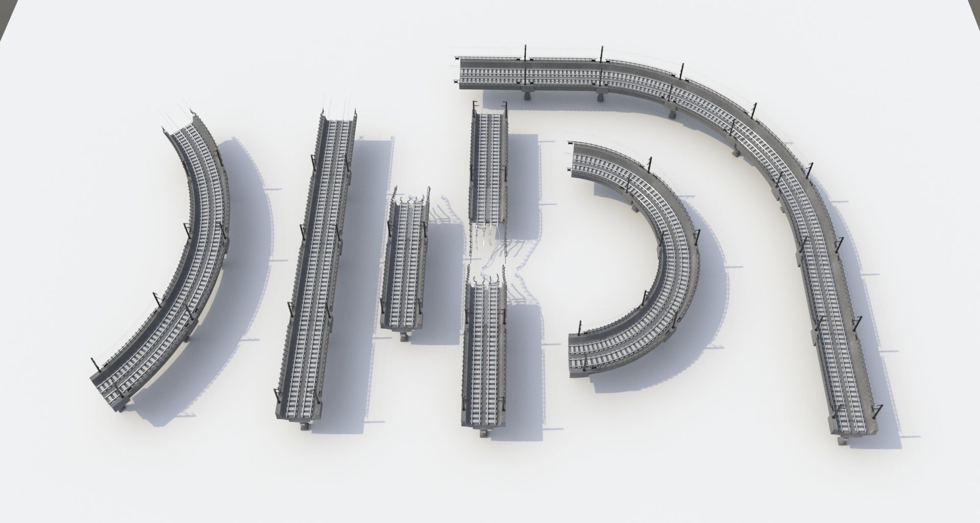 Metro Track and Bridge or Broken Metro track and bridge Low-poly 3D model_9