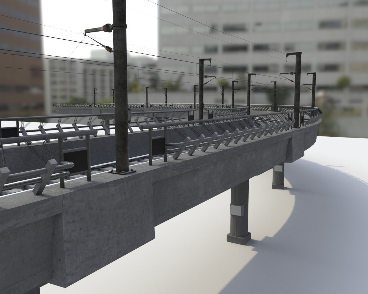 Metro Track and Bridge or Broken Metro track and bridge Low-poly 3D model_1