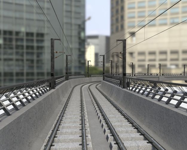 Metro Track and Bridge or Broken Metro track and bridge Low-poly 3D model