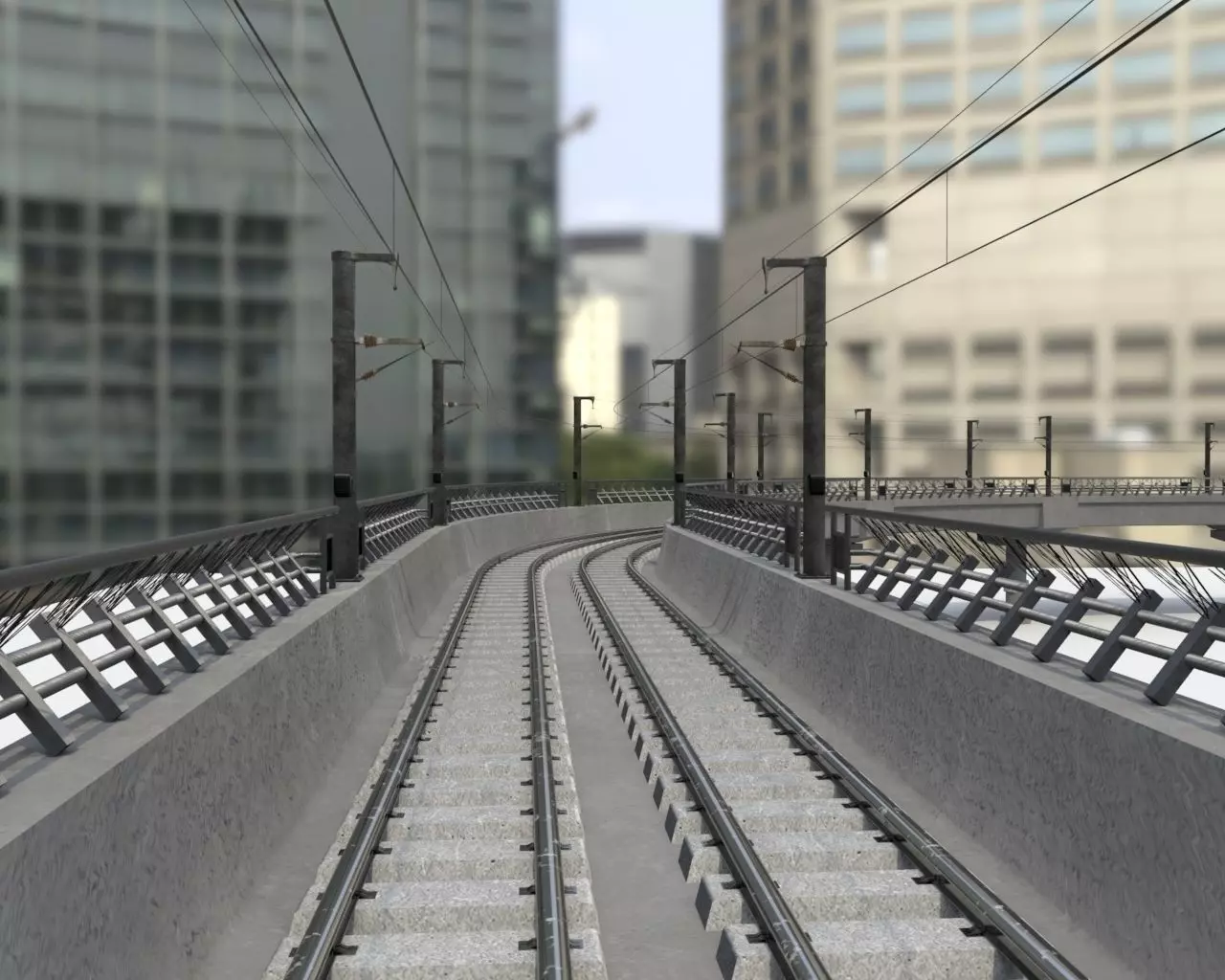 Metro Track and Bridge or Broken Metro track and bridge Low-poly 3D model_0