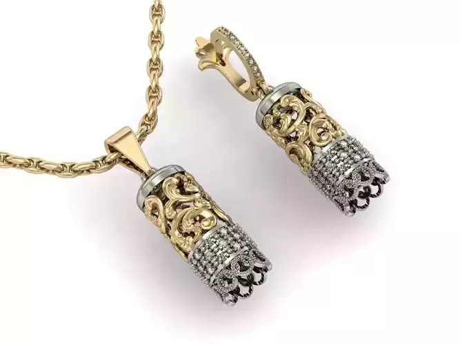 eastern earrings  and pendant and chain