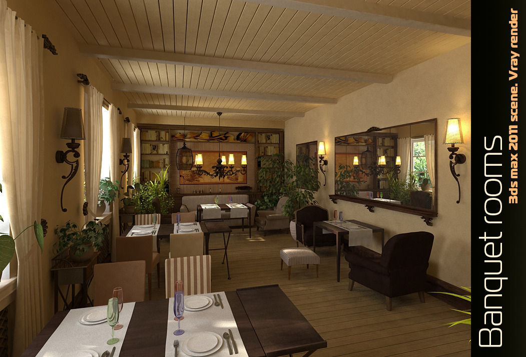 Banquet rooms classic interior 3D model_2