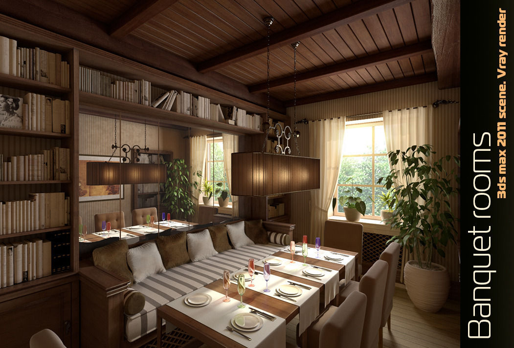 Banquet rooms classic interior 3D model_3