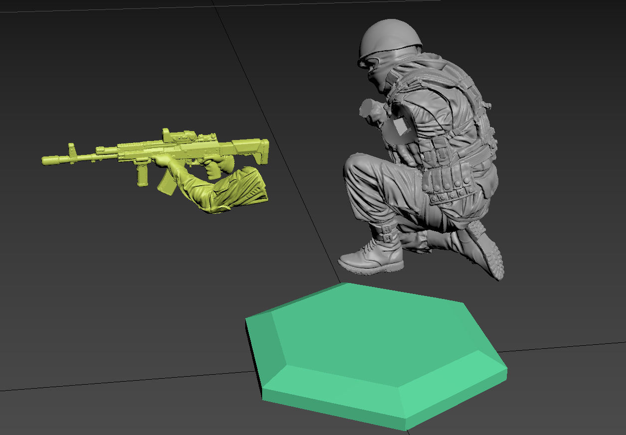 Modern soldier  2 52mm 120mm 3D print model 3D print model_5