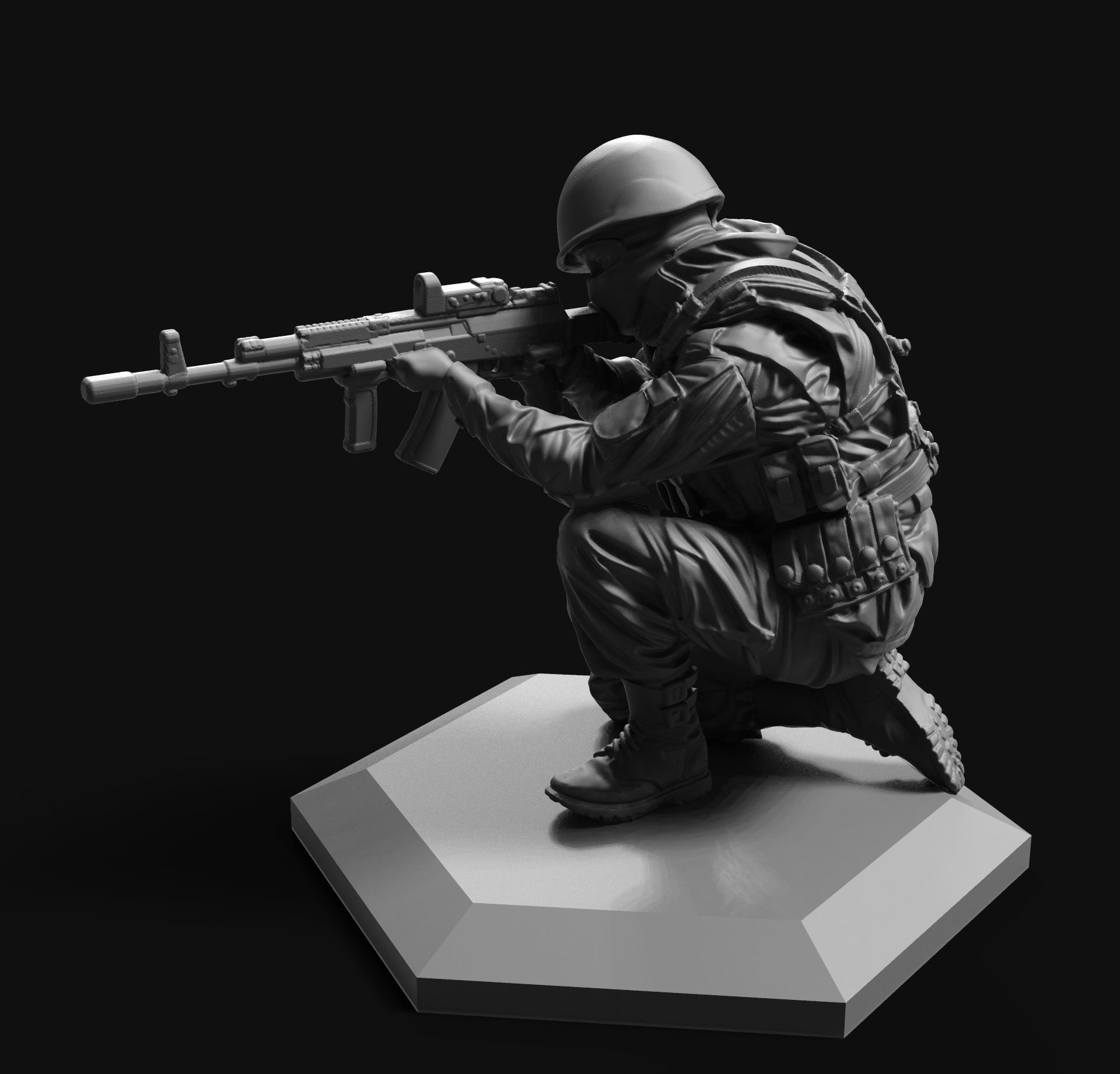 Modern soldier  2 52mm 120mm 3D print model 3D print model_4