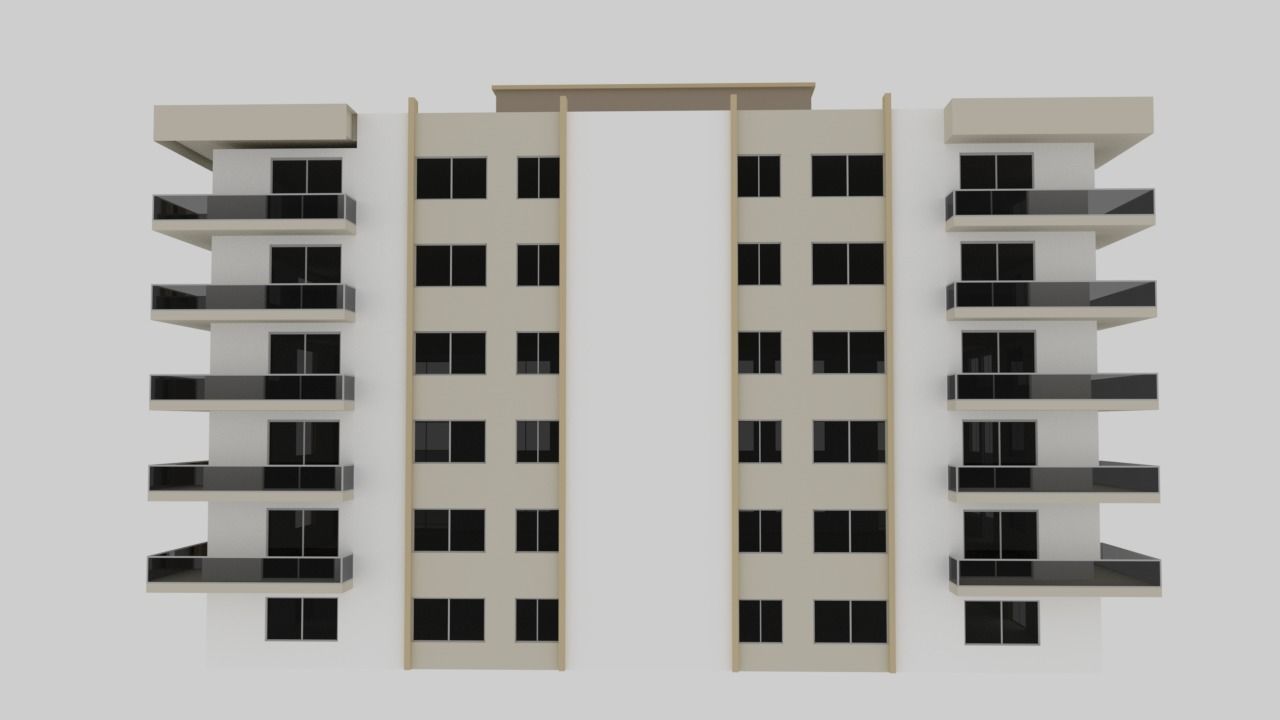 BUILDING 1 with balconies and balconies 3D model_4