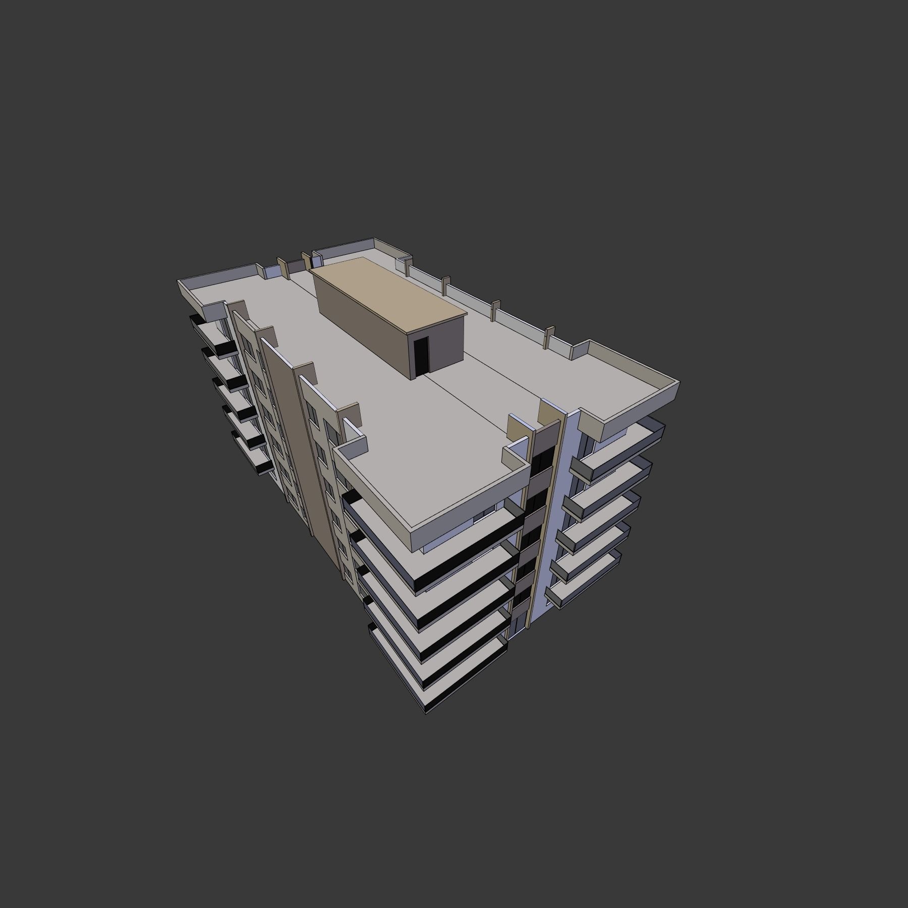 BUILDING 1 with balconies and balconies 3D model_3