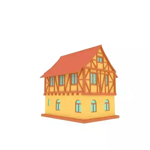 LOW POLY MEDIEVEL HOUSE 0 CARTOON STYLE