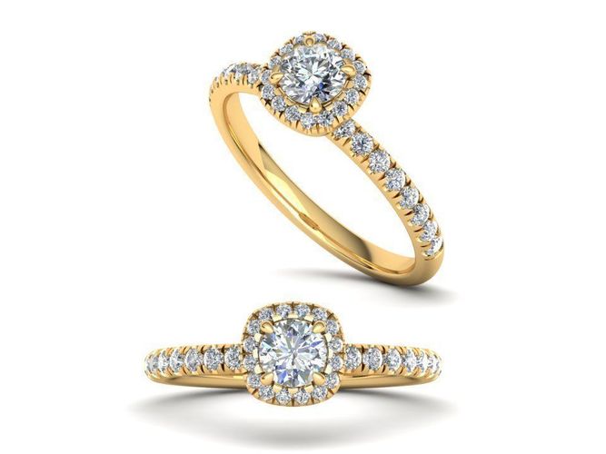 Cushion Enagagement Halo Ring Paradise design N0298  3D print model