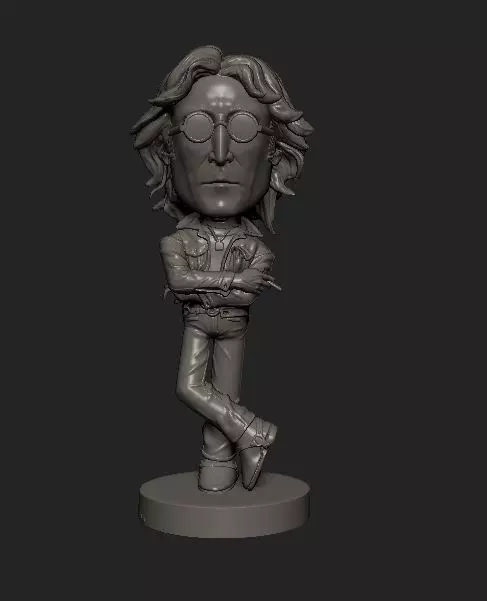 John Lennon cartoon statue 3D print model_0