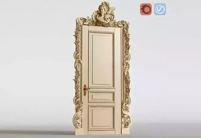 Palace door with carved platband