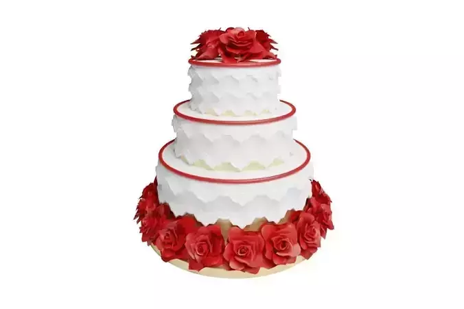 Three Tier Flower Wedding Cake
