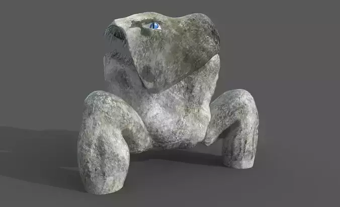Mouththing stone creature Low-poly 3D model