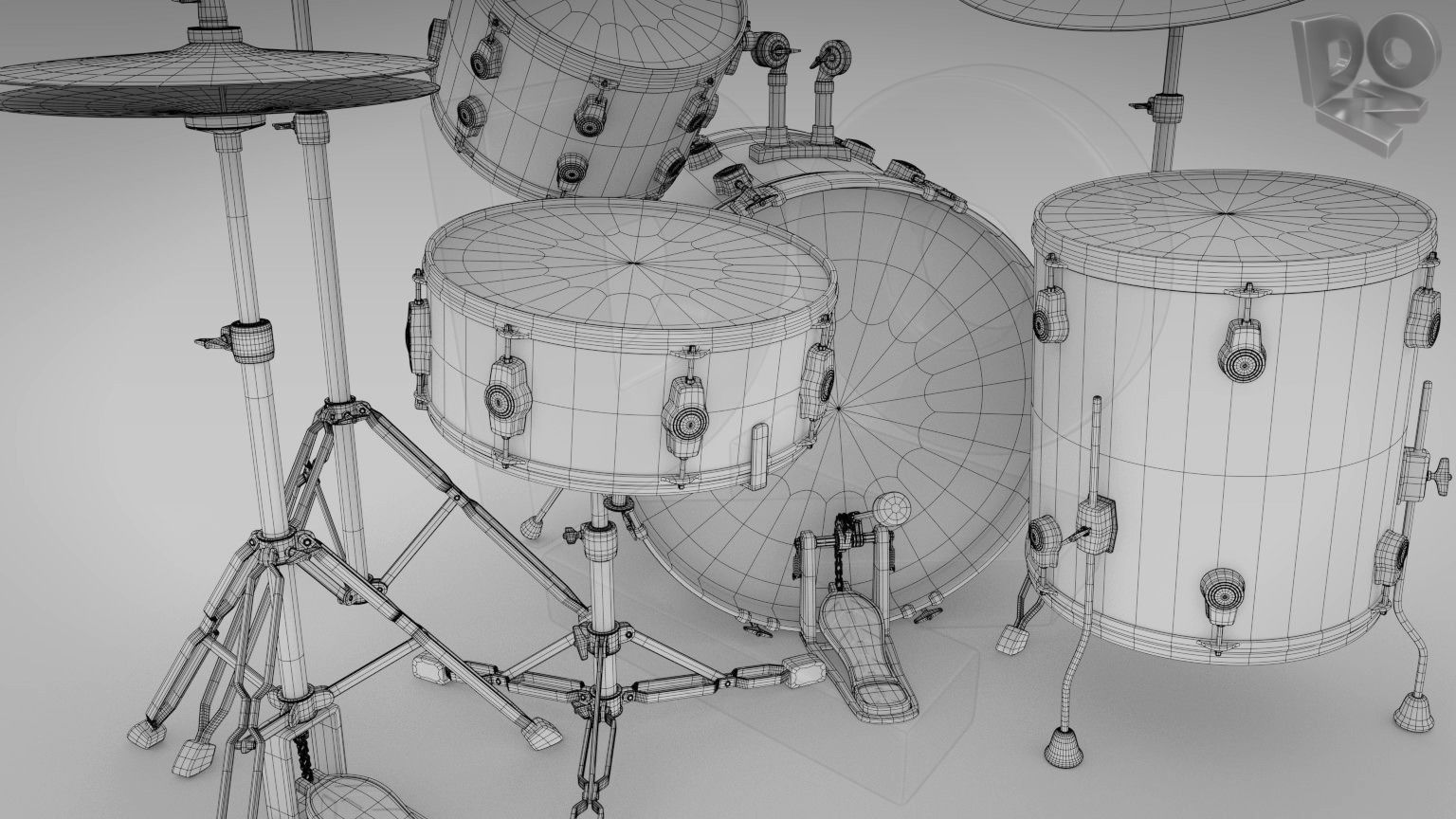 Basic drum set 3D model_1