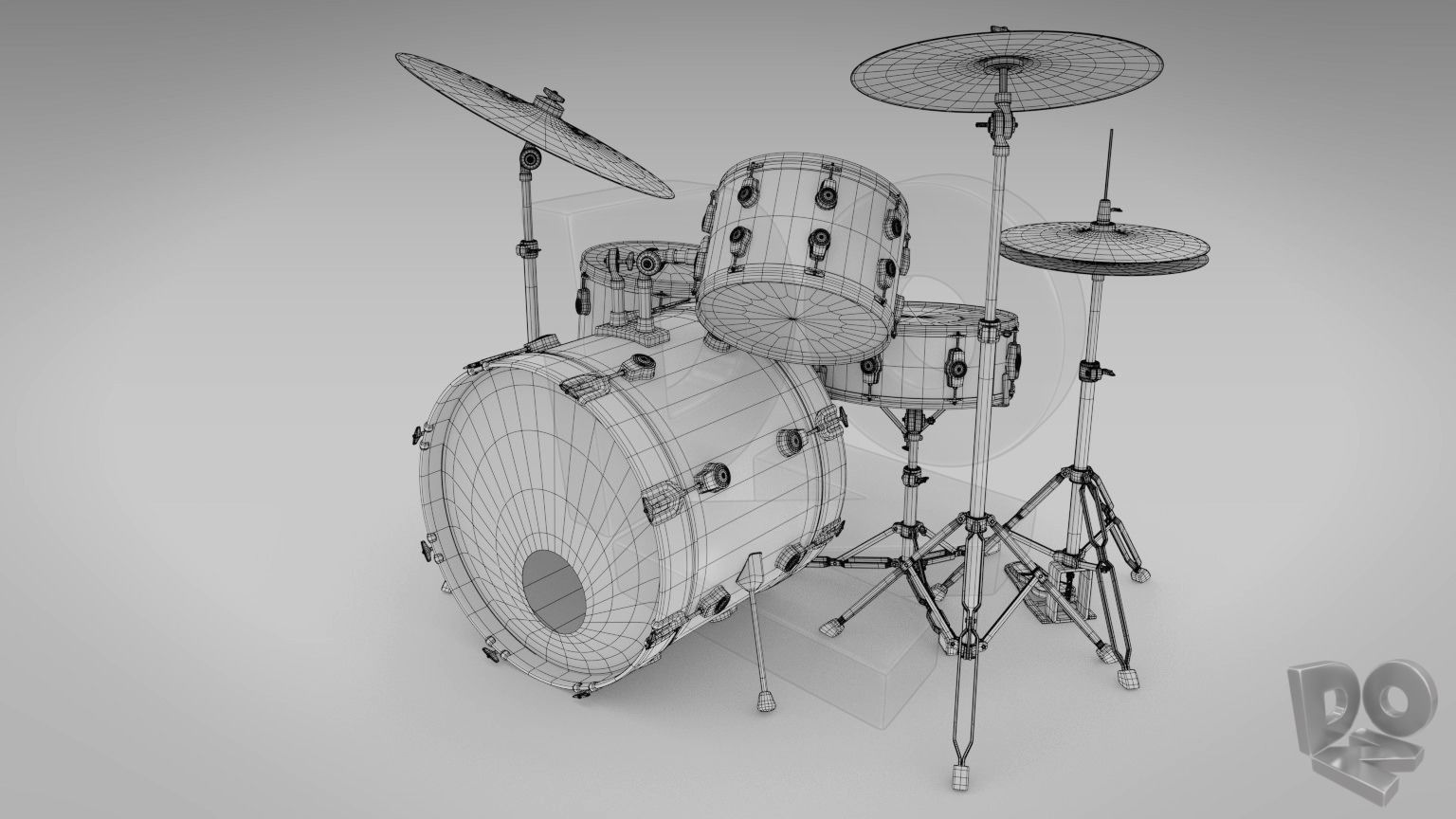 Basic drum set 3D model_3