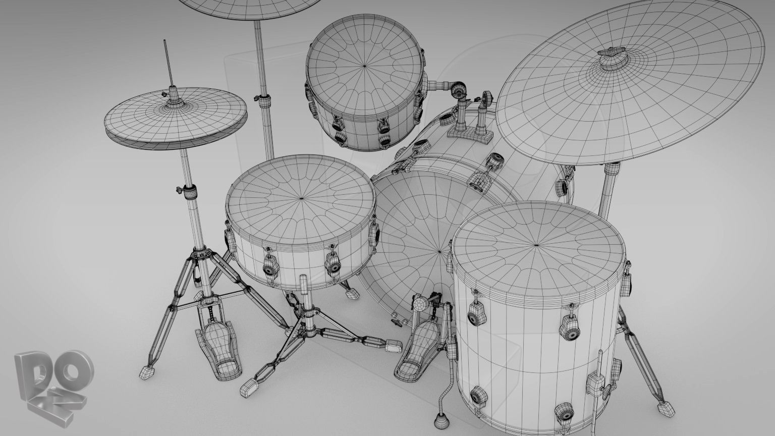 Basic drum set 3D model_7