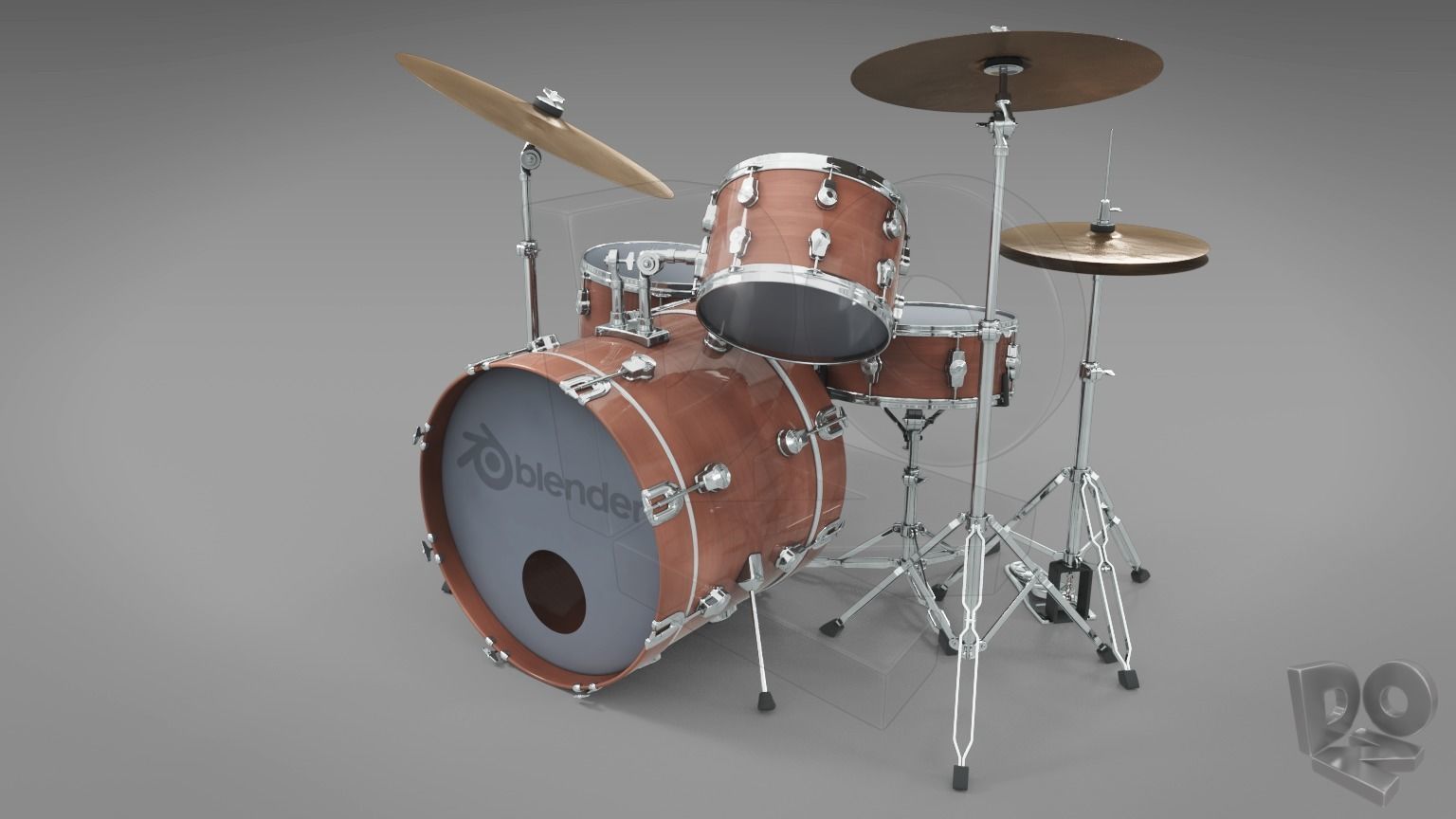 Basic drum set 3D model_2