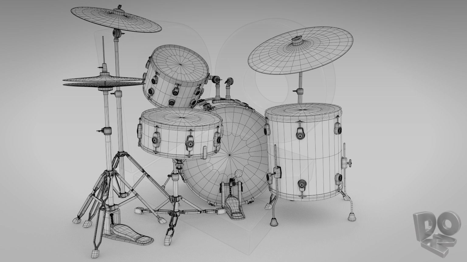 Basic drum set 3D model_5