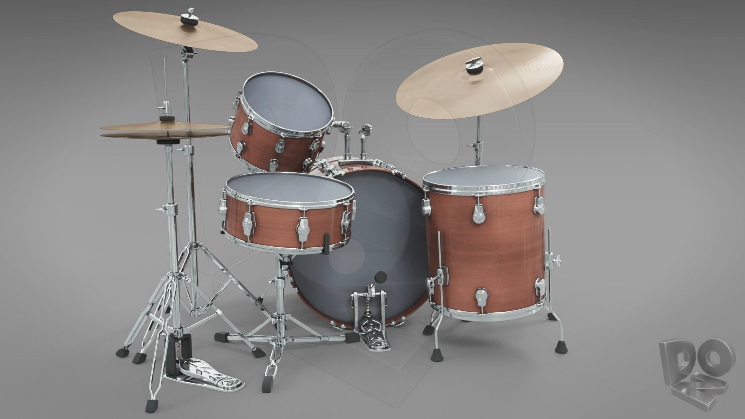 Basic drum set 3D model_4