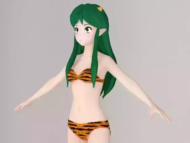 T pose nonrigged model of Lum anime girl 3D model