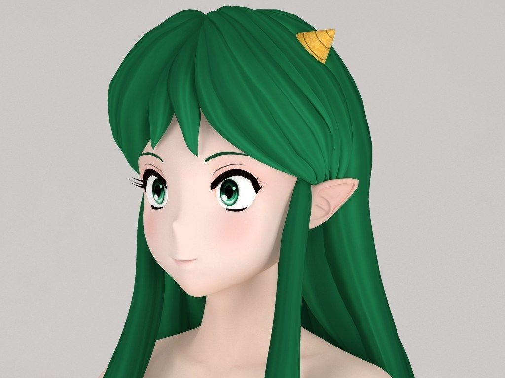 T pose rigged model of Lum anime girl 3D model_3