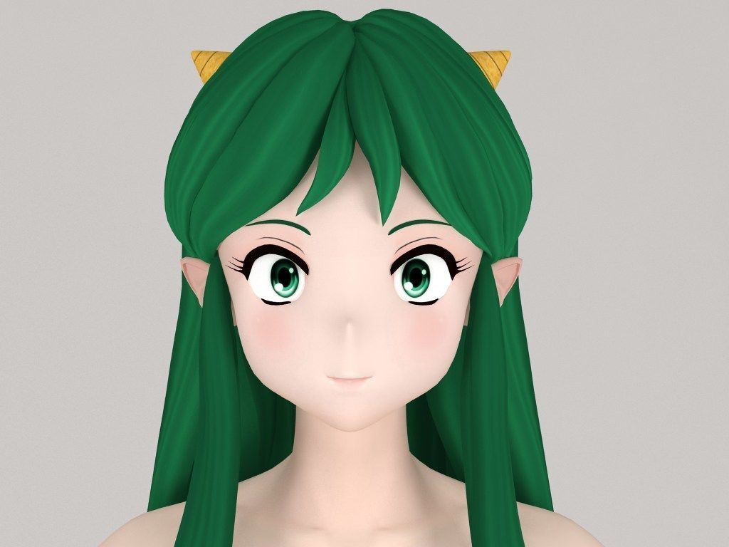 T pose rigged model of Lum anime girl 3D model_2