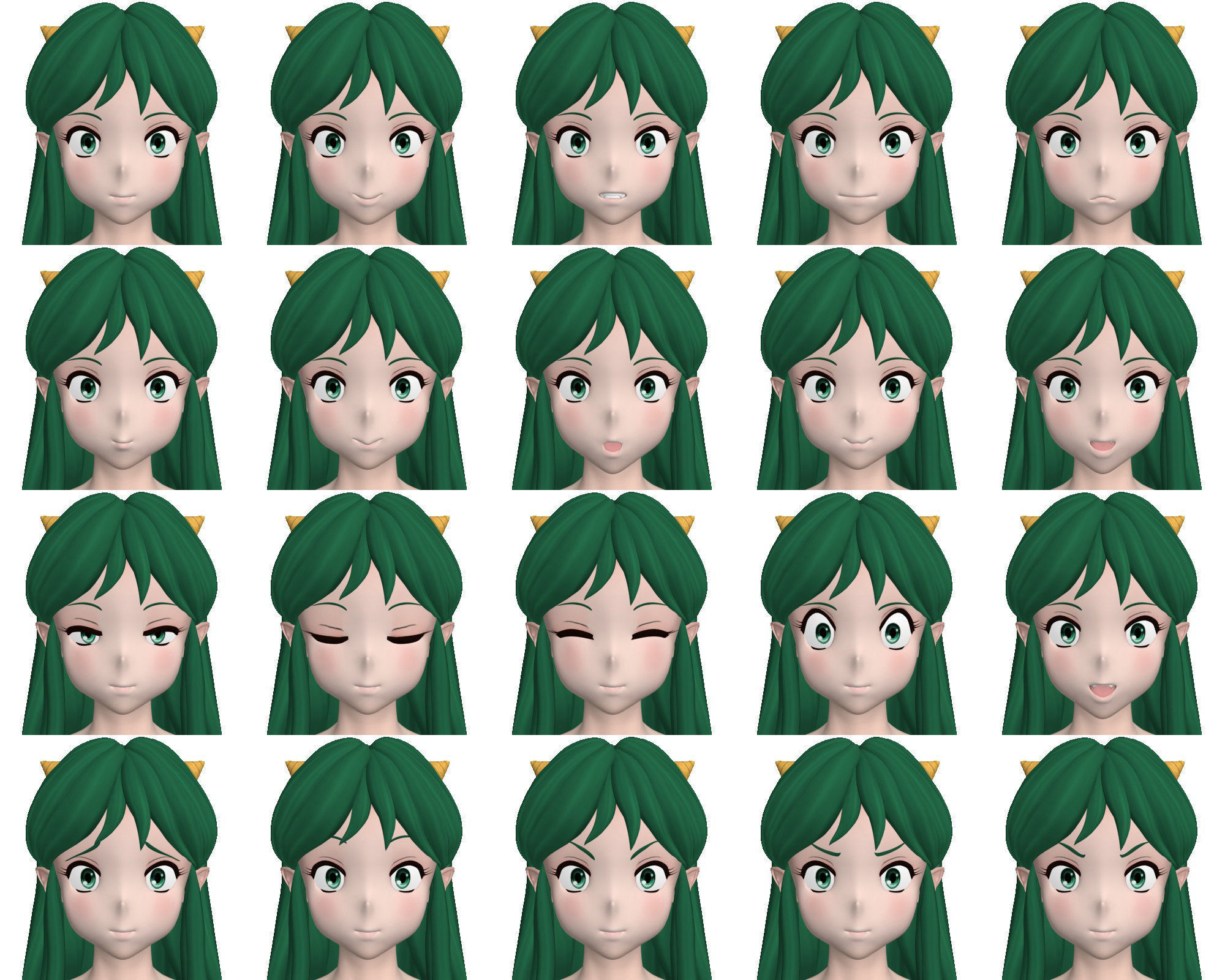 T pose rigged model of Lum anime girl 3D model_4