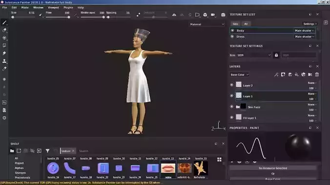 Nofretete 3D Model computer screen showing woman in dress