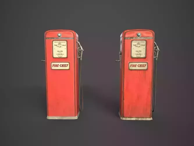 Gas Pump Retro Low-poly 3D model
