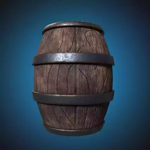 Old Wooden Barrel Low-poly 3D Model Low-poly 3D model