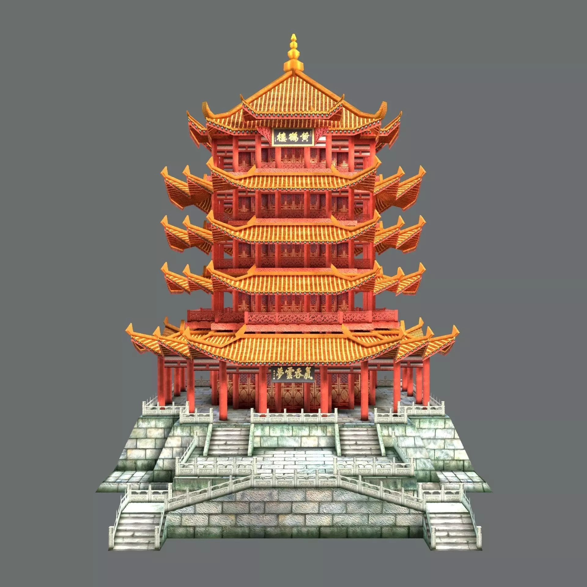 Famous buildings in ancient China 3D model