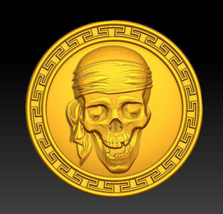 Bas-relief of skull head 3D model 3D printable OBJ MTL STL