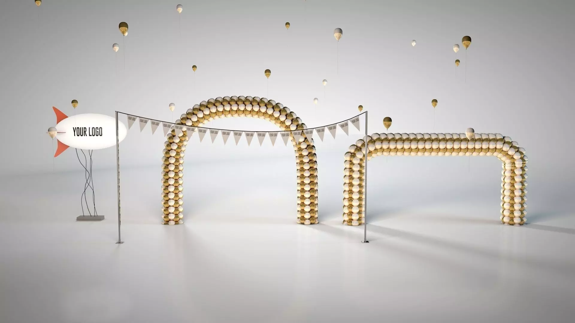 Balloon Arch Triangle flag 3D model_0