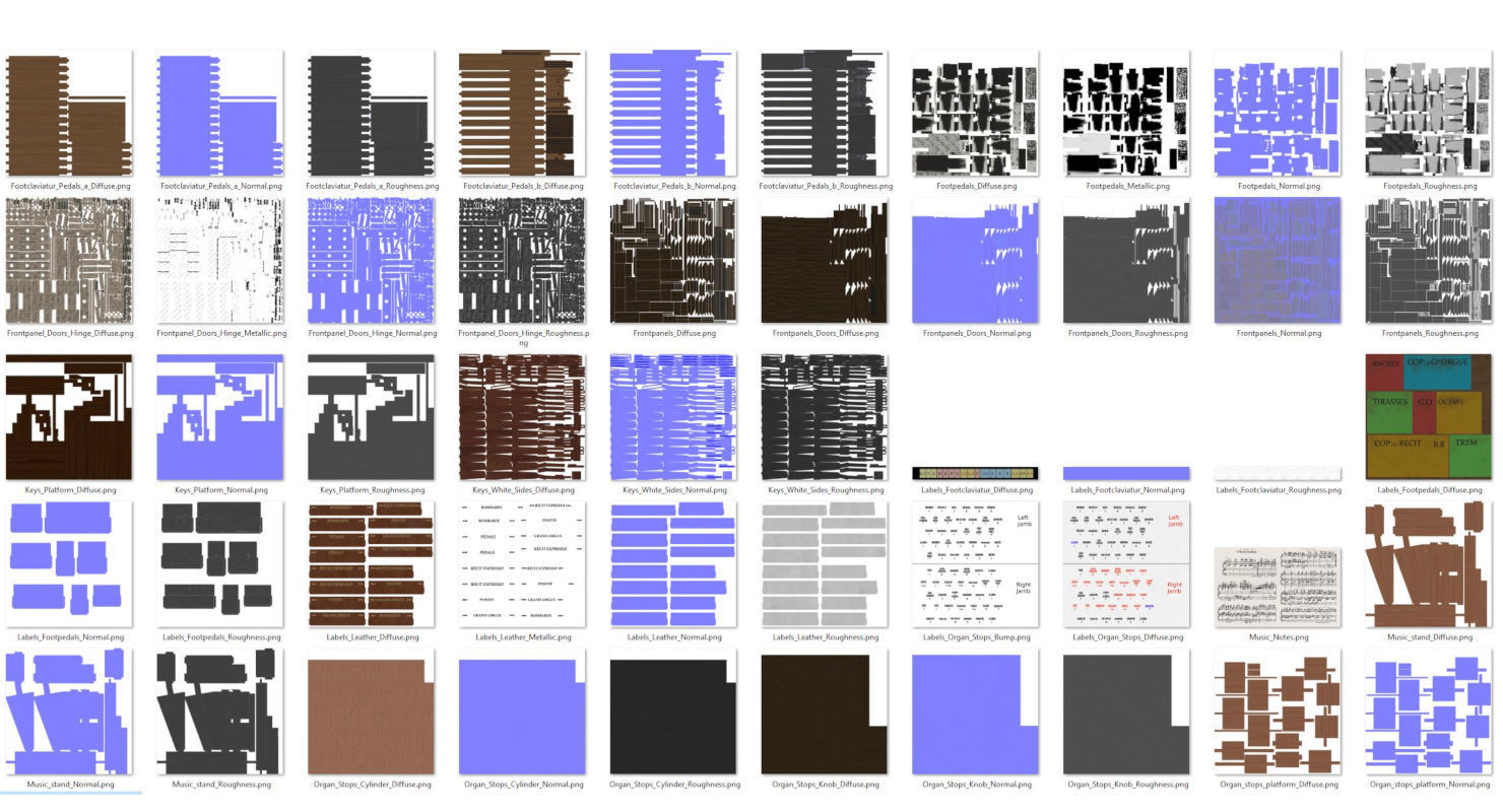 Antique cathedral pipe organ console 3D model_25