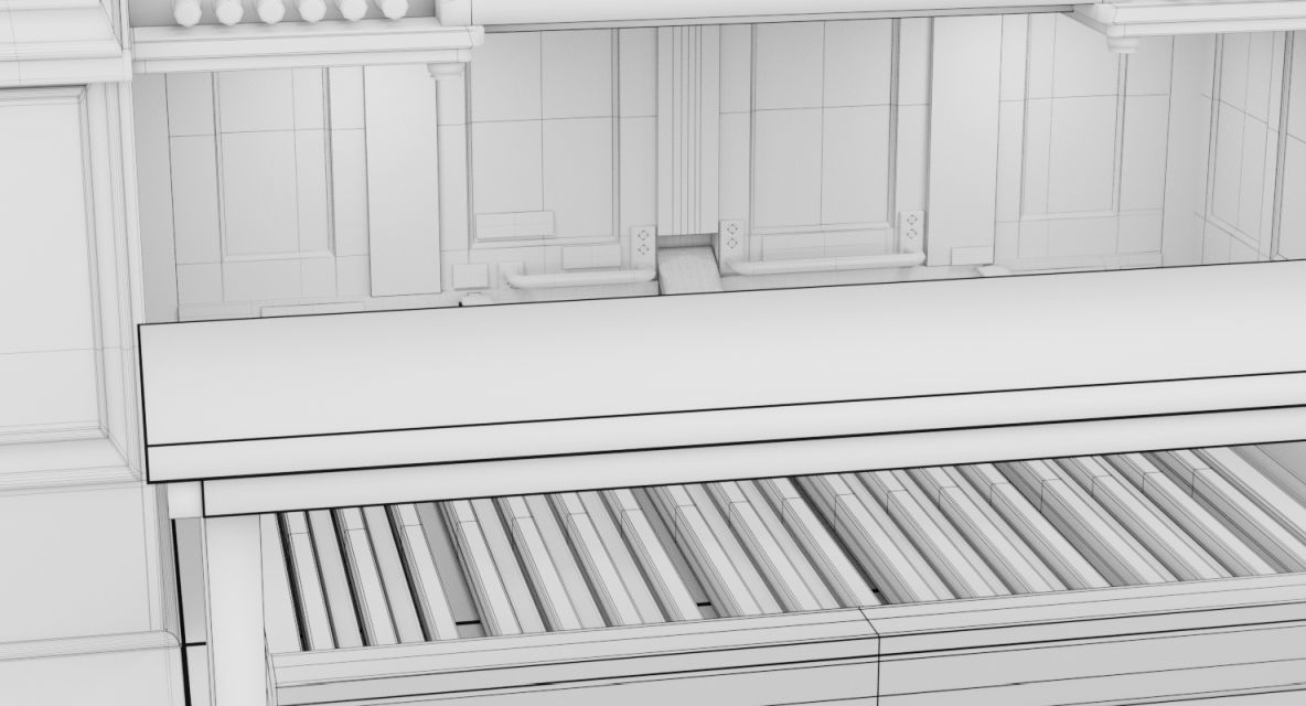 Antique cathedral pipe organ console 3D model_16