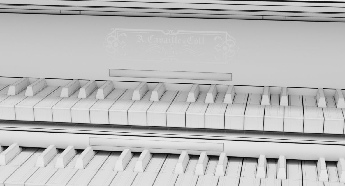 Antique cathedral pipe organ console 3D model_20