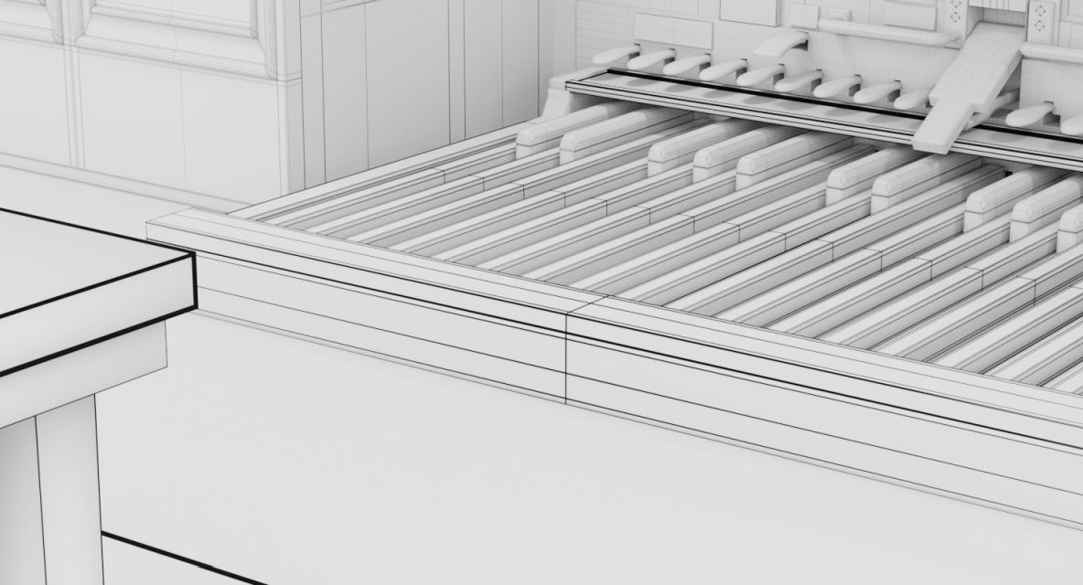 Antique cathedral pipe organ console 3D model_18